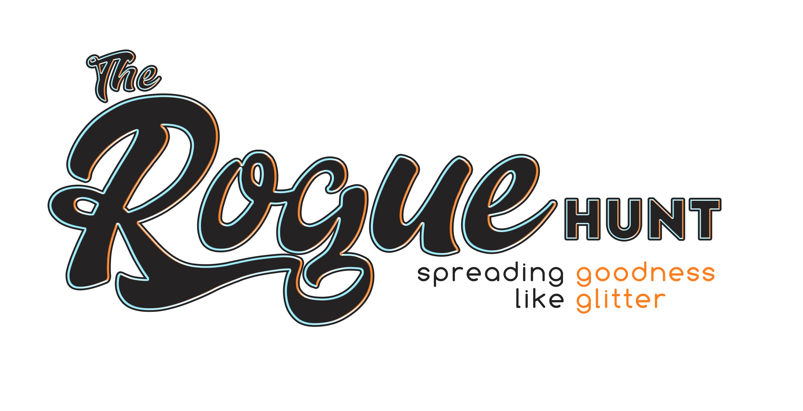 The Rogue Hunt Logo in Black with tagline Spreading goodness like glitter